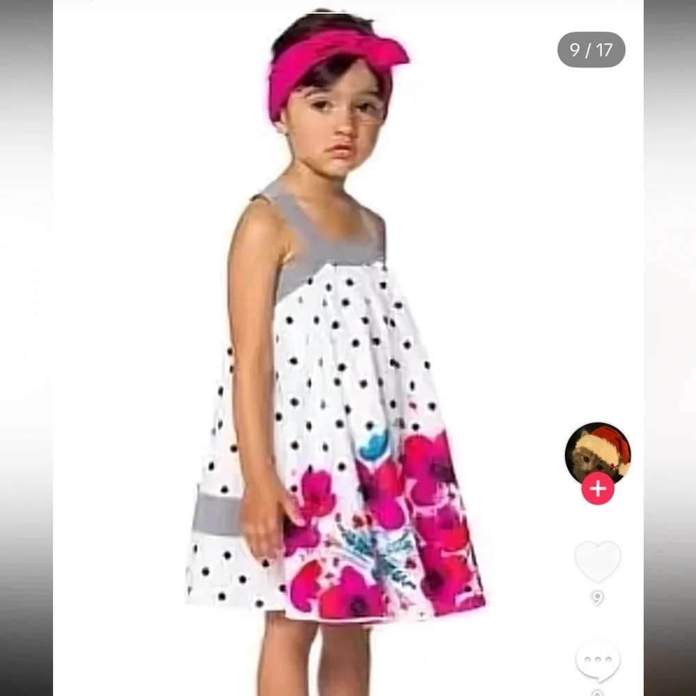Deux Par Deux Girls Twirl Dress Floral Polka Dot Size 2T
